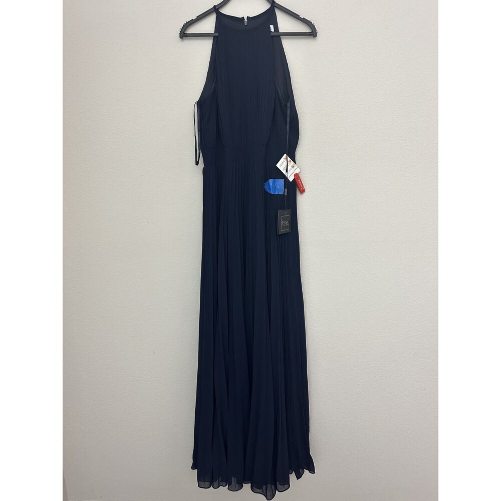 New IEENA By Mac Duggal Navy Sleeveless Pleated Evening Gown Dress 12496 Size 6